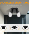 Heavy Duty Tough As Nails Led Flood Lights With Dual Motion Sensors 35W 4000 Lumens 5000K Daylight IP65 Waterproof 240 Wide Angle Outdoor Security Lighting For Garage Patio And Yard 2 Pack with adjustable sensor range on porch.