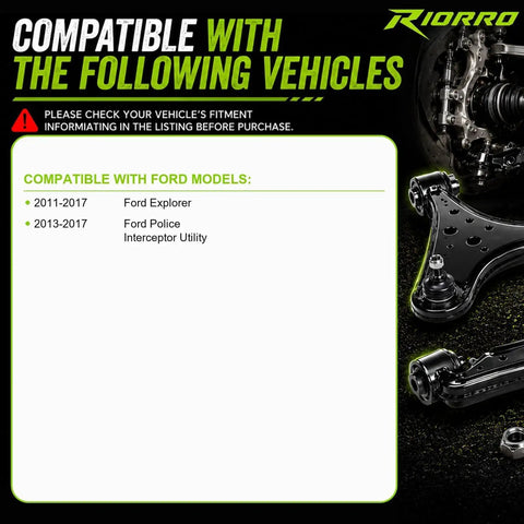 Premium Heavy Duty Front Lower Suspension Rebuild Kit For 2011 To 2017 Ford Explorer And 2013 To 2017 Police Interceptor vehicle compatibility list.