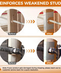 16 Gauge Galvanized Stud Shoes For 2x Studs With 6.25 Inch Height And 1.5 Inch Width, before and after installation on weakened studs