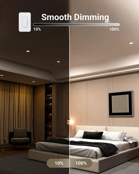 Smooth dimming demonstration of 4 Inch Slim LED Recessed Downlights Canless Ceiling Lighting Kit with Junction Box in modern bedroom