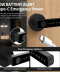 No Sweat Keyless Entry Smart Door Lock With Biometric Fingerprint Scanner And Mobile App Control For Killer Home Security and Type-C emergency power feature.