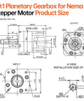 Diagram of Ratio 10:1 Planetary Gearbox for Nema 17 Stepper Motor 42-55mm Backlash 15 arcmin Input Shaft 25.5mm φ5mm.