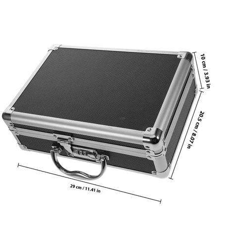 Heavy Duty Aluminum Tool Box With Secure Combination Lock, Boss Grade Hardware Organizer Case For Real Deal Mechanics, Massive Job Site Storage Trays For Hand Tools And Instruments - top view with dimensions