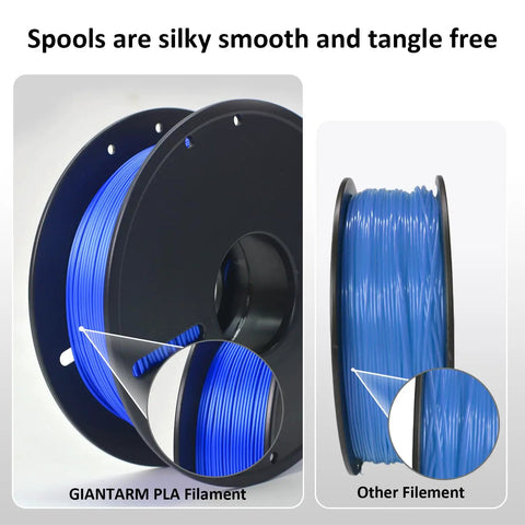 Comparison of Blue PLA 3D Printer Filament 1.75mm 0.5Kg Spool with smooth tangle-free coils for better extrusion.