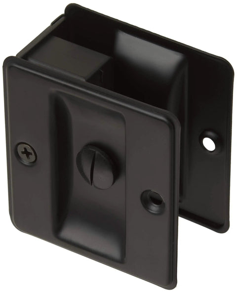 Solid Brass Pocket Privacy Door Pull In Matte Black, Built Tough Interior Door Handle For 1 3/8 To 1 3/4 Inch Doors, 2 3/4 Inch Height