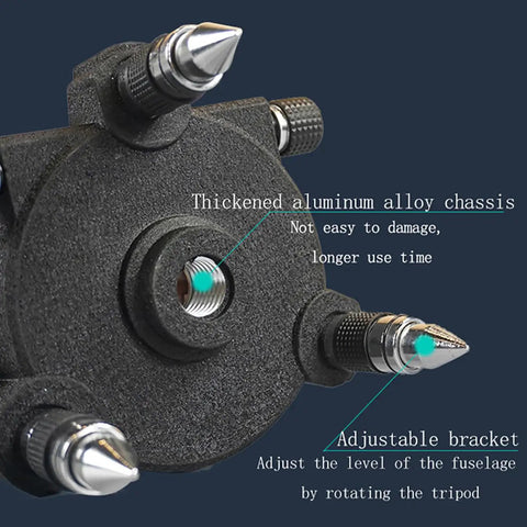 Close-up of Five Line Laser Level base with thick aluminum alloy chassis and adjustable bracket for stability and precision.