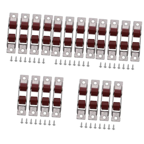 Heavy Duty Double Flat Sash Rollers And Slick Sliding Window Pulleys For Glass Doors And Barn Tracks Premium Glide Hardware Kit with 20 wheels and screws.