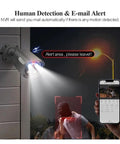 Top Shelf 8Mp 4K PoE CCTV NVR Security Camera Kit detecting a person in darkness with smartphone alert feature.