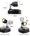 Two Pack Cordless LED Spotlight With Rotatable Heads For Indoor Art Paintings Dartboard And Bedroom Displays Battery Operated