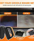 Griddle Cleaning Kit With 3 Replacement Scouring Pads For Flattop Grills Rust Removal Bristle Free Stainless Mesh Cleaner