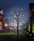 Solar Willow Tree With 200 LEDs Outdoor Garden Decor That Pops Waterproof Pathway Lighting With Blinking Lighted Branches at night