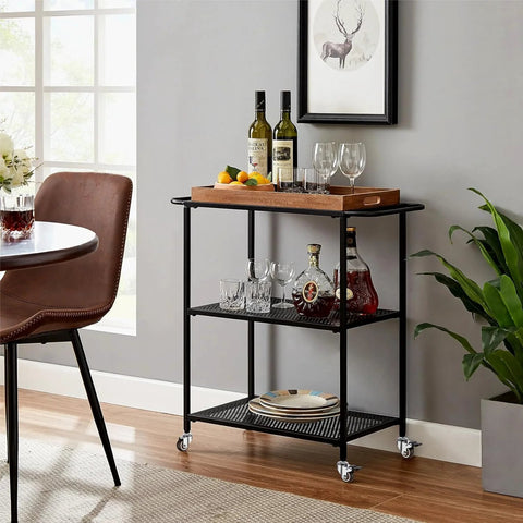 Bar cart with glasses and bottles using 1 Inch M6 Threaded Stem Casters Set Of 4 Heavy Duty Swivel Wheels with Brakes