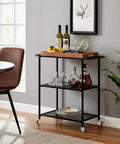 Bar cart with 1 inch caster wheels with threaded stem M6x15mm swivel casters with brakes set of 4 non marking rubber rollers.