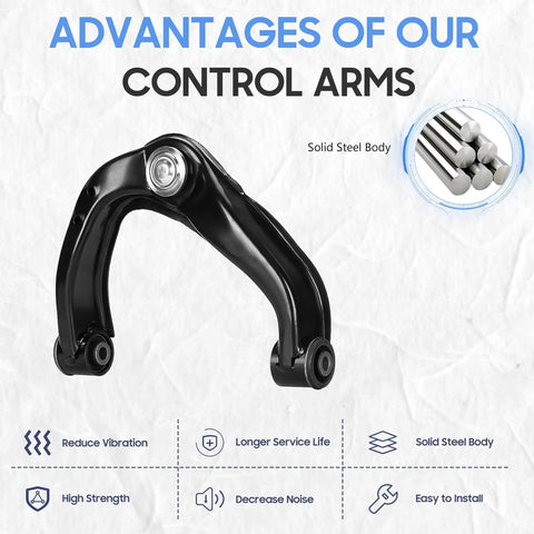 Heavy Duty 10PC Suspension Repair Kit Featuring Front Upper Control Arms with solid steel body for Nissan vehicles.