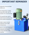 Hydraulic oil reminder for Heavy Duty Wall Mounted Freight Elevator System Featuring 2200 Lb Load Rating and Hydraulic Dumbwaiter Platform.