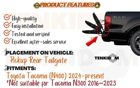 Product features for Heavy Duty Pickup Tailgate Assist Shock Lift Supports Rear Gas Dampers Springs Bolt Right On Kit For Toyota Tacoma N400 2024 And Up