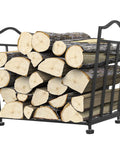 Foldable Firewood Rack For Indoor And Outdoor Use, Rust-Resistant, holding stacked logs on a patio or deck