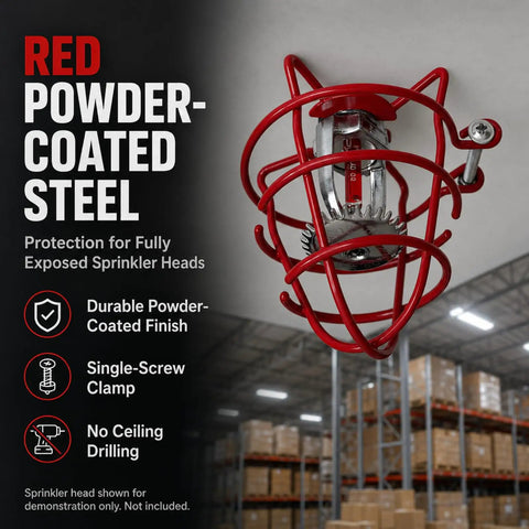 Fire Sprinkler Head Guards For Exposed Half Inch Heads Amp Up Your Rig With Durable Steel Guards Showcasing A Slick Red Powder Coat Finish 12 Pack ideal for warehouse environments.