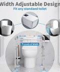 Heavy Duty Toilet Safety Rails Built Tough Grab Bar For Seniors With adjustable width for various toilets, white aluminum support frame.