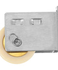 Built Like A Tank Stainless Steel Sliding Door Roller With Silky Smooth Track Guide and Zero Hassle Install, close-up view of roller wheel.