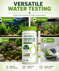 Top Tier Aquarium Water Test Strips 8 In 1 Fish Tank Chemistry Tester For Freshwater And Saltwater 60 Pack, shown in various aquatic environments.