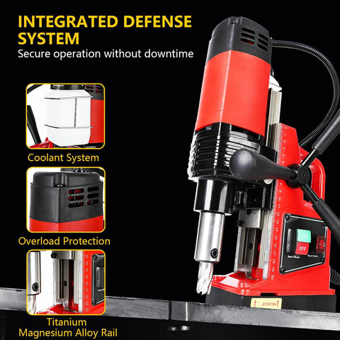 Rock Solid Portable Mag Drill Press Featuring A Powerful 1300W Copper Motor, integrated coolant system and overload protection.
