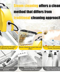 Orisuntech Multi Purpose High Pressure Steam Cleaner With Ozone for steam cleaning, featuring yellow design and hose for deep cleaning.