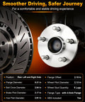 Heavy Duty Rear Wheel Hub And Bearing Assembly 2 Piece Set Built Badass Tough For Toyota Corolla Matrix Prius Vibe Fwd 5 Lug Abs Ready close-up with flange and brake disc.