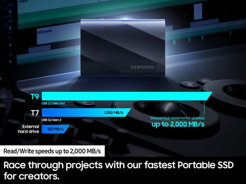 T9 Portable SSD 2TB External Solid State Drive With USB 3 2 Gen 2x2 And Read Speeds Up To 2000MB Per Second Perfect For Gaming