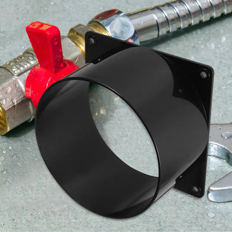 Kisangel Abs Duct Connector Flange With Square Base For Dust Collection Hose And Ventilation Systems. 120MM black plastic adapter.
