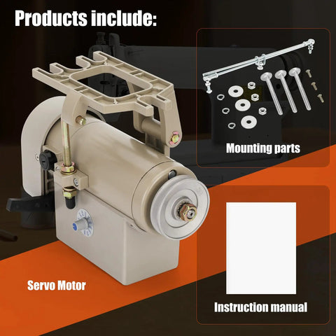 Beast 750W Sewing Machine Servo Motor For Industrial Use with mounting parts and instruction manual, 3450RPM, AC110V