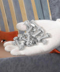 Heavy Duty Carriage Bolt Kit With Nuts And Washers, 20 Sets Carbon Steel Round Neck Bolts in gloved hand