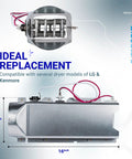 Top and side view of Easy Install Dryer Heating Element Assembly For LG Dryers Replacement 5301EL1001A 5301EL1001J dimensions shown