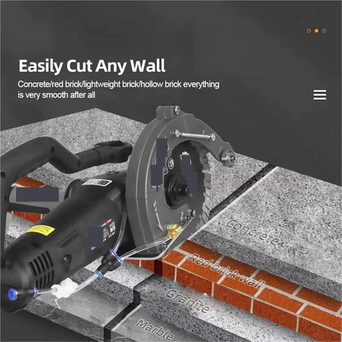 Hustle Ready Portable Wall Chaser Concrete Groove Slotter Electric Power Tool With 195 Millimeter Circular Saw cutting through various materials.