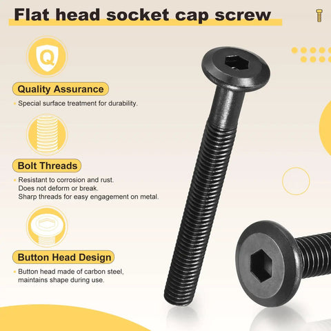 Flat head socket cap screw from Rock Solid Baby Crib Hardware Pack M6 By 1x80 Millimeter durable carbon steel assembly fasteners.