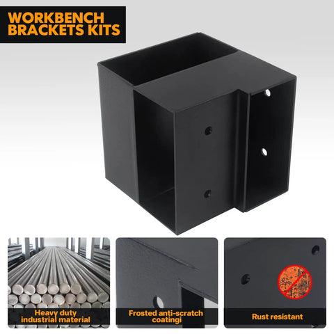 Durable Steel 3 Way Corner Bracket Kit For DIY Workbenches And Shelving Eight Pack With 64 Screws Built To Last Right Angle Brackets That Fit 2x4 Lumber Actual 1.5x3.5 Inches Easy Install For Sturdy Work Tables