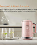 1.5L Stainless Steel Smart Electric Kettle With Temperature Control, Six Precise Presets, 1200W Fast Boil, Pink Finish