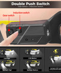 Game Changer Durable Rechargeable Headlamp Glasses With Smart Motion Sensor And Quick Tap Controls For Camping Hiking Fishing And Outdoor Adventures Two Pack Yellow Lenses showing the double push switch for lighting modes.