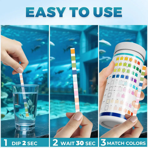 Easy-to-use Hardcore Aquarium Test Strips 200 Count 9 In 1 Fish Tank Water Testing Kit for accurate water testing.