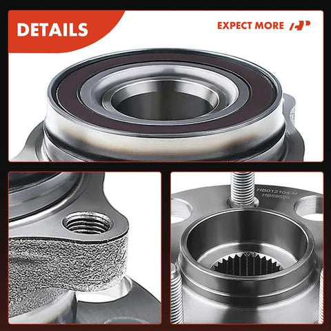 Heavy Duty Rear Wheel Bearing And Hub Assembly Pair For Lexus Gs And Is Series showing detailed close-up of bearing and flange.