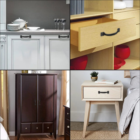 Matte Black 4 Inch Cabinet Handles Set Of 4 Metal Drawer Pulls With Screws For Rustic Dresser And Cupboard Durable Hollow Design