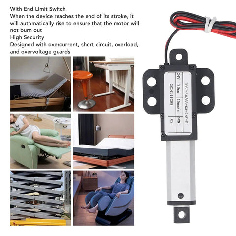 Compact 24V Linear Actuator With Splash Proof Housing And Zero Drama Wiring For Custom Builds Smooth One Point Two Inch Stroke showcased with control features.
