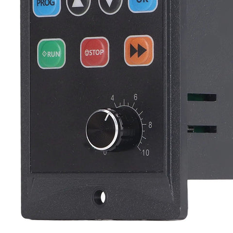 Close-up of control panel on Compact 400W Variable Frequency Drive Inverter with LED display for 110V single-phase input.