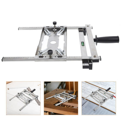 Hella Stable Adjustable Cutting Machine Support Stand Nails Every Cut With Rugged Edge Locator For Slick Woodworking and Grinder Rigs. Stainless steel cutter guide with adjustable metal frame.