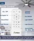 Remote control for Dope 72 Inch Ceiling Fan With Lights Remote Control Dimmable 3CCT Black Modern Ceiling Fan, indoor setting.