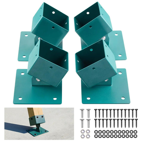 Beefy Heavy Duty Swing Set Brackets Kit For 4x4 Posts 3.6x3.6 Actual, Leveling Hardware With 1250 Lb Per Unit Capacity, 45 To 60 Degree Angle, Stainless Steel Anchor Kit For Uneven Grass And Wooden Ground, 4 Pack