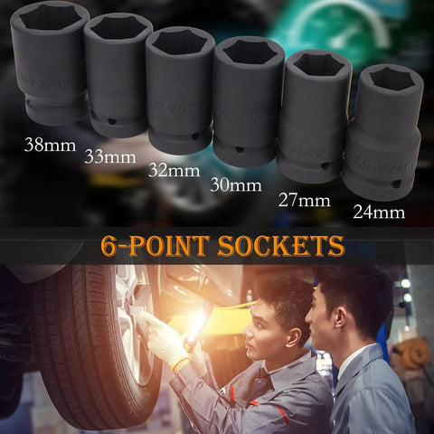 Heavy Duty Torque Multiplier Wrench Set With 1 Inch Drive And 8 CR-V Sockets Labor Saving Lug Nut Remover Tool Kit image