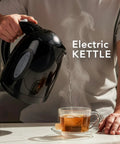 Electric Kettle 1.7 Liter Fast Boil Water Heater For Coffee Or Tea BPA Free With Water Level Gauge Auto Shut Off Boil Dry Protection Indicator Light Removable Filter Black
