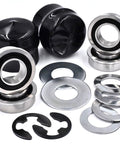 HD Switch Front Wheel Bearing Bushing To Bearing Conversion Kit components with premium hub caps, washers, and heat-treated hardware