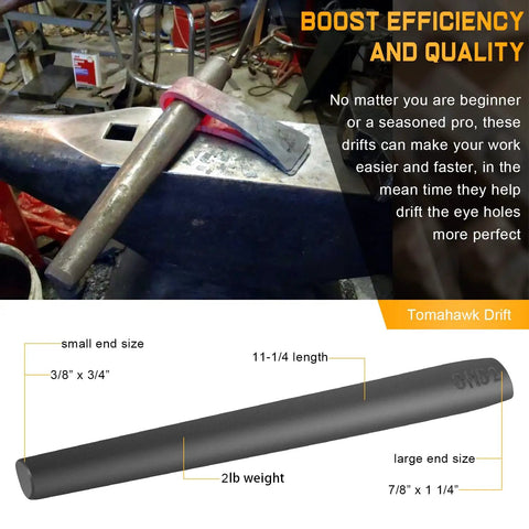 Tomahawk drift tool from Three Piece Blacksmith Drift Tool Kit For Large Hammer Tomahawk And Axe Eye Drifts Eye Hole Tools Set